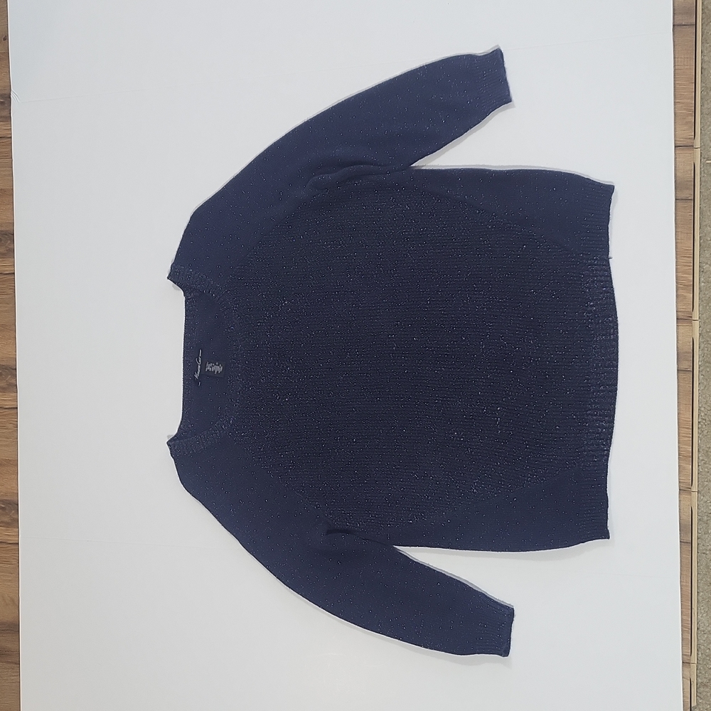 KENNETH COLE Navy Blue 3/4 Sleeve Crewneck Sweater
